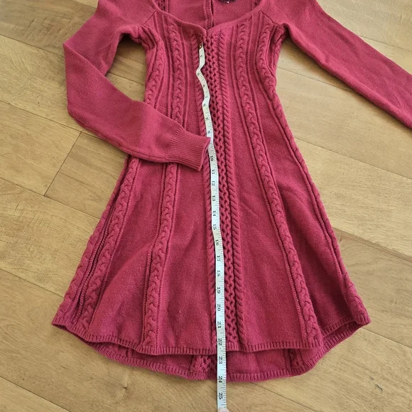 BNWT Free People Cableknit Mini Dress In Cranberry Size Small - Picture 6 of 8